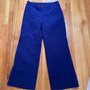 J. Crew Wide Leg Pants Womens 30P Purple Cotton Linen Stretch Patch Pockets (d4)